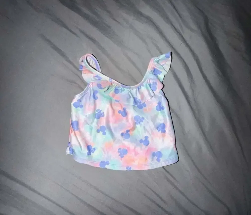 Disney Jumping Beans Toddler Girl Minnie Mouse Tie-Dye Ruffled Tankini Swim Top
